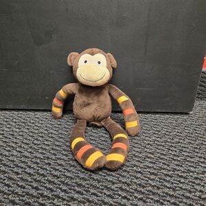 Lambs & Ivy S.S. Noah Momo Monkey Plush 15” Brown Orange Yellow Stripes HTF